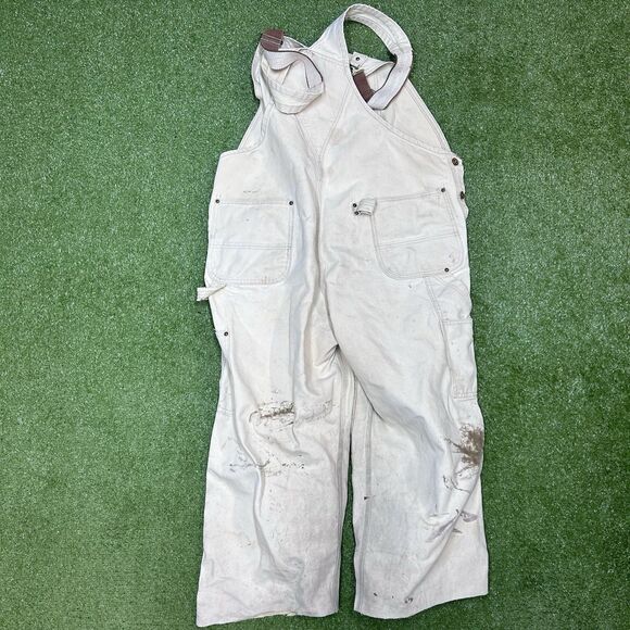 Carhartt Dungarees Adult 46x22 Overalls Double Knee Bib Duck Canvas USA Men - Picture 9 of 11